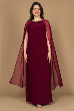 Black R&M Richards 2487W Plus Size Maternity Long Formal Cape Gown for ...