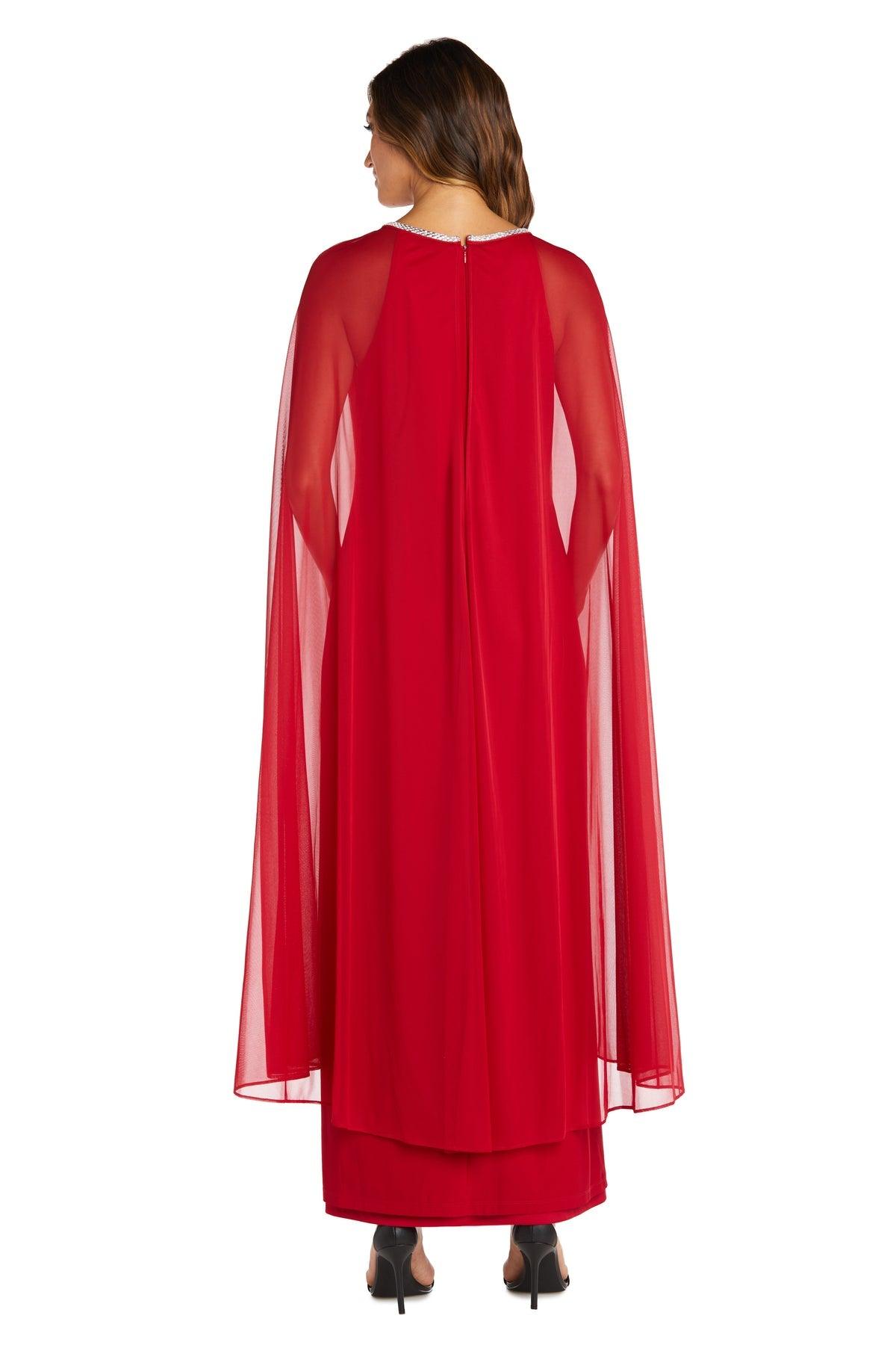 R&M Richards Plus Size Long Formal Cape Gown Red
