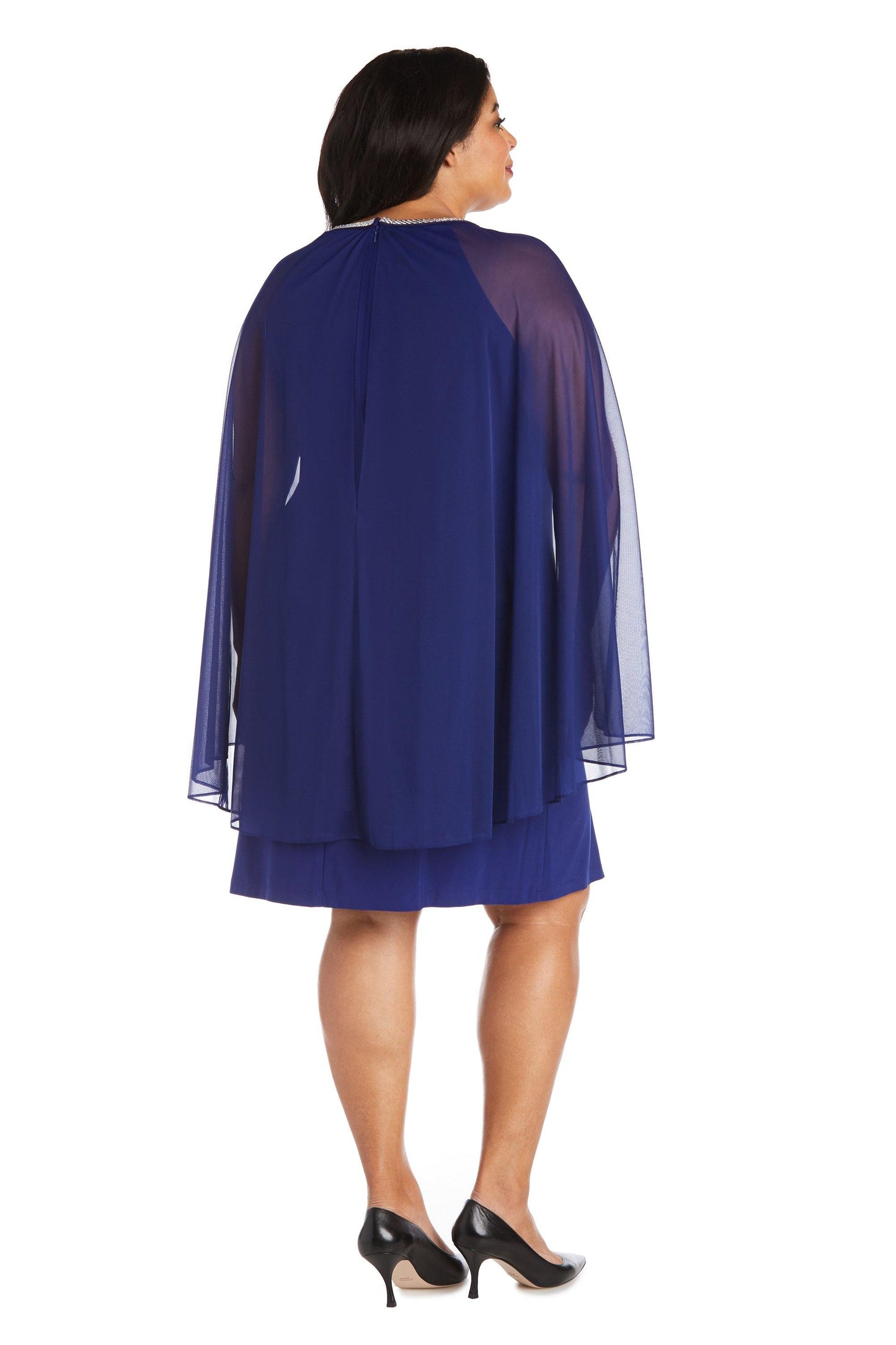 R&M Richards Short Plus Size Cape Dress 2496W - The Dress Outlet