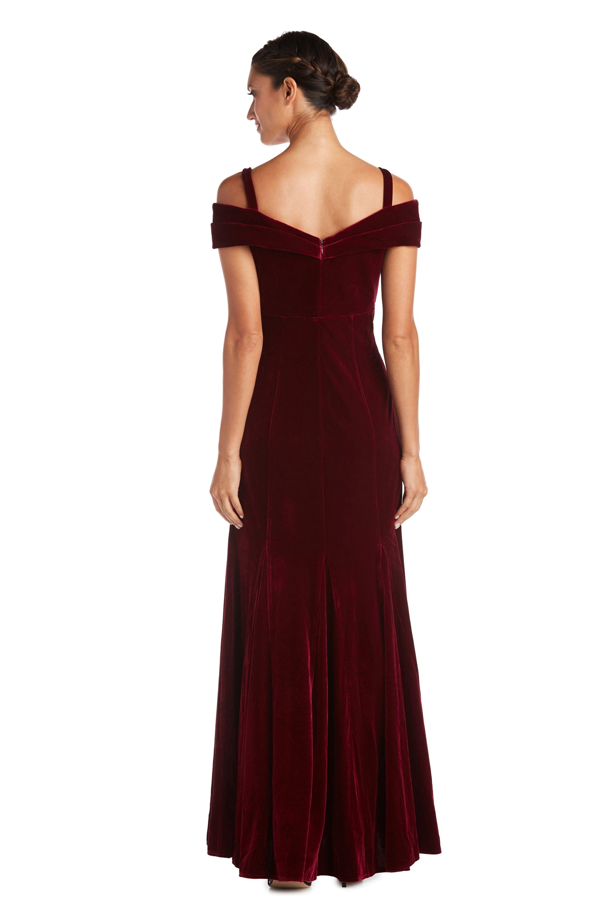 R&M Richards 2509 Long Formal Off Shoulder Velvet Dress