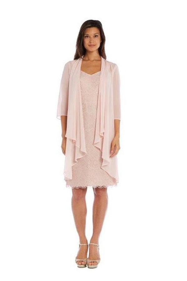 Short Peach Dress Mother Of The Bride R&M Richards 3001