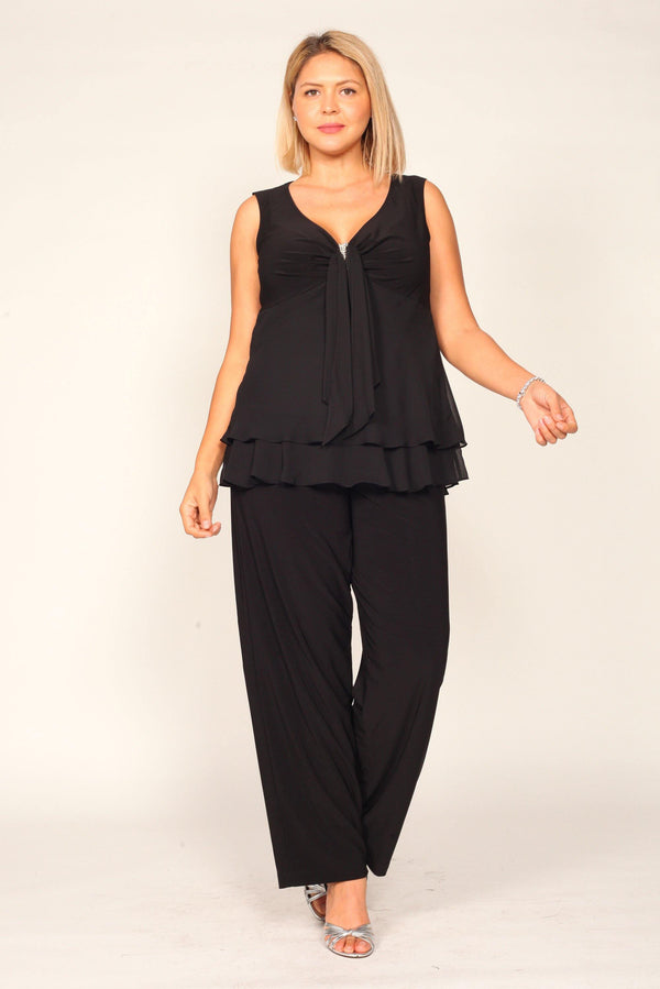 Plus Size Sleeveless Pant Set Set R&M Richards 3044W