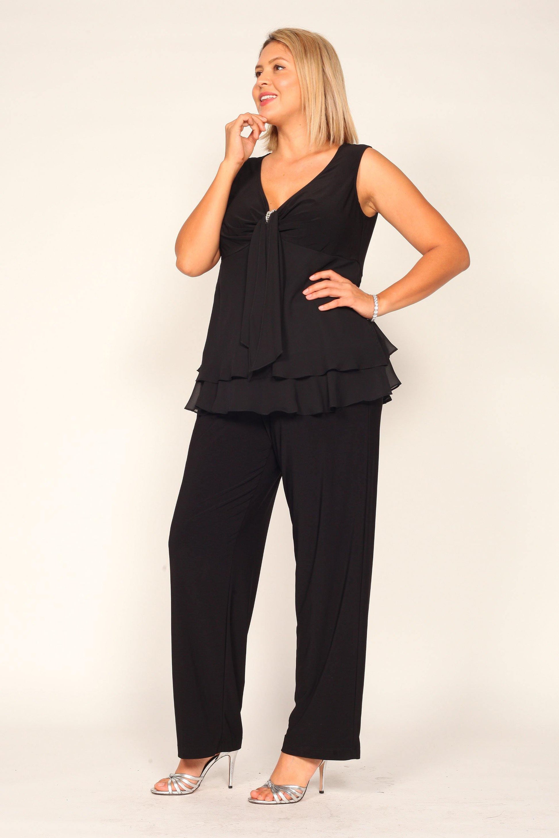 R&M Richards 3044W Plus Size Sleeveless Pant Set