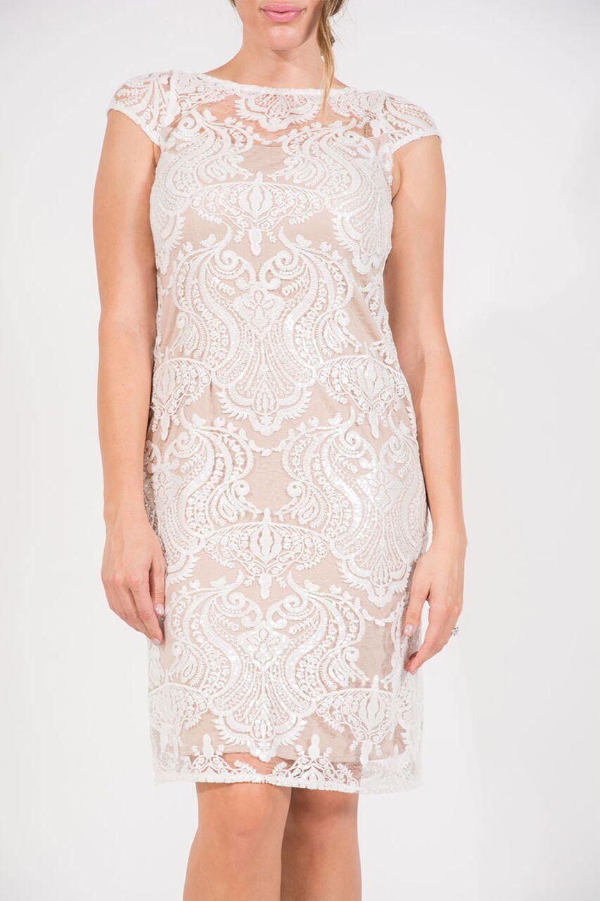 R&M Richards 3187 Short Cocktail Dress Ivory