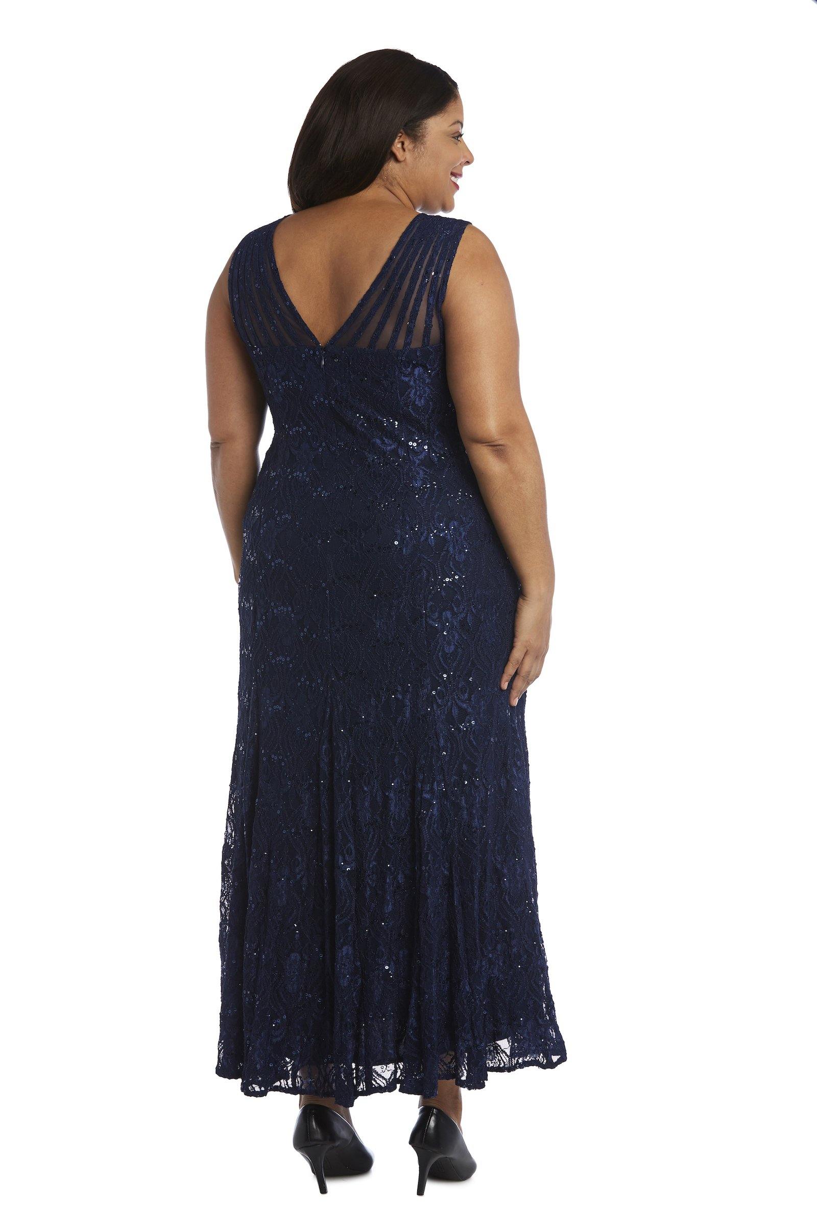 R&M Richards Long Formal Plus Size Lace Gown 3198W - The Dress Outlet