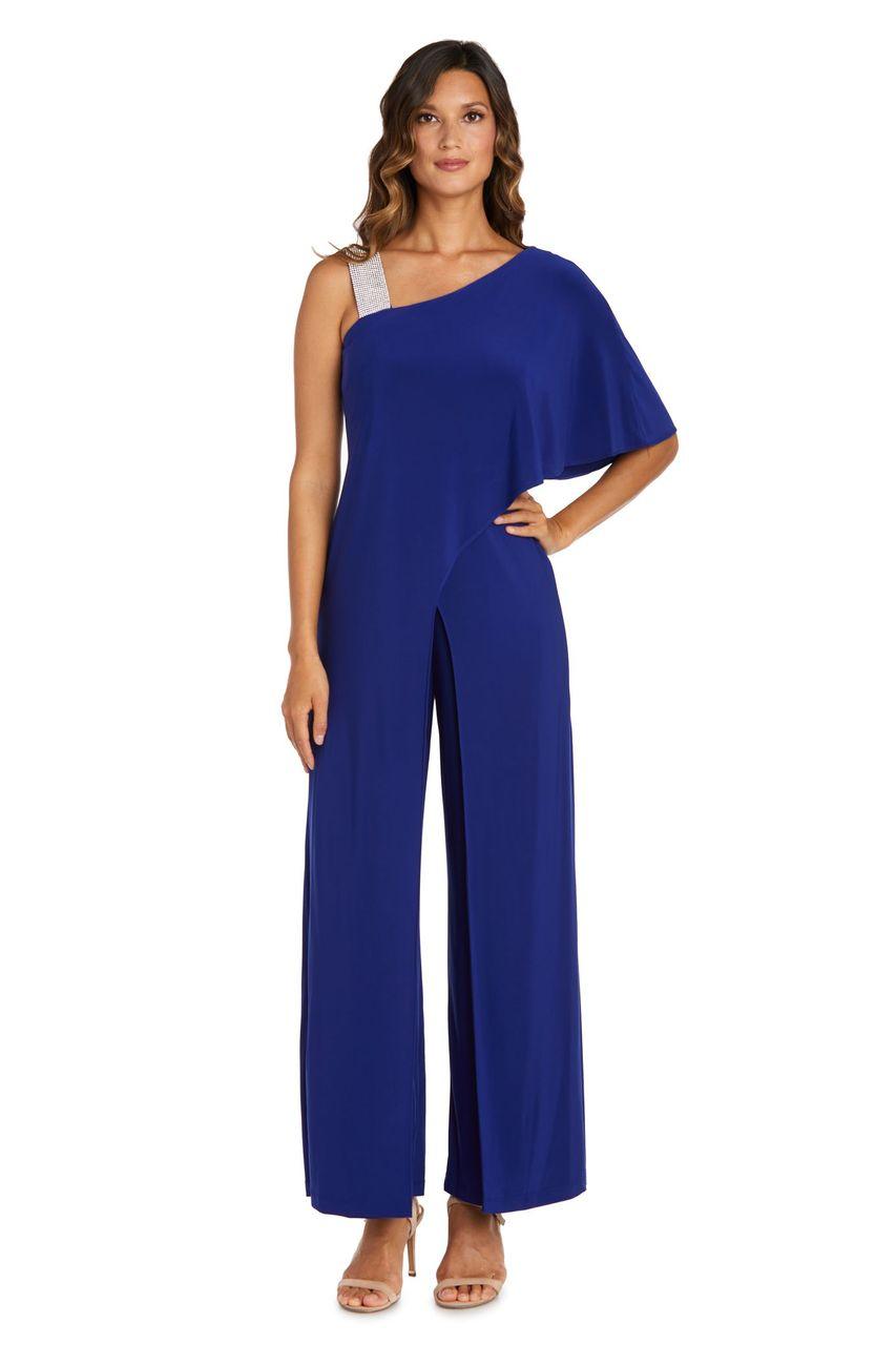 R&M Richards 3420 Asymmetric Jumpsuit With Overlay