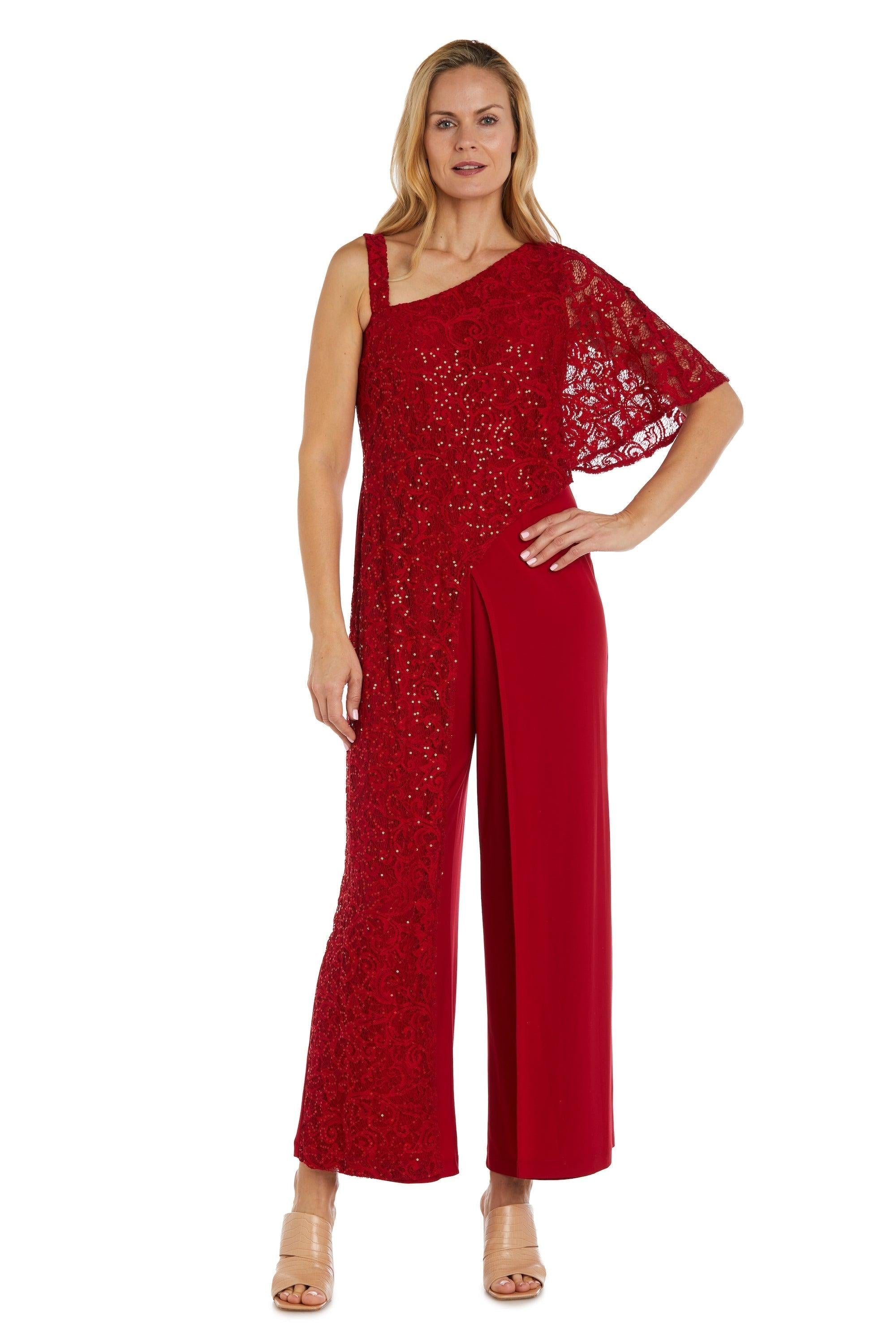 R&M Richards Asymmetric Evening Jumpsuit 3556 - The Dress Outlet