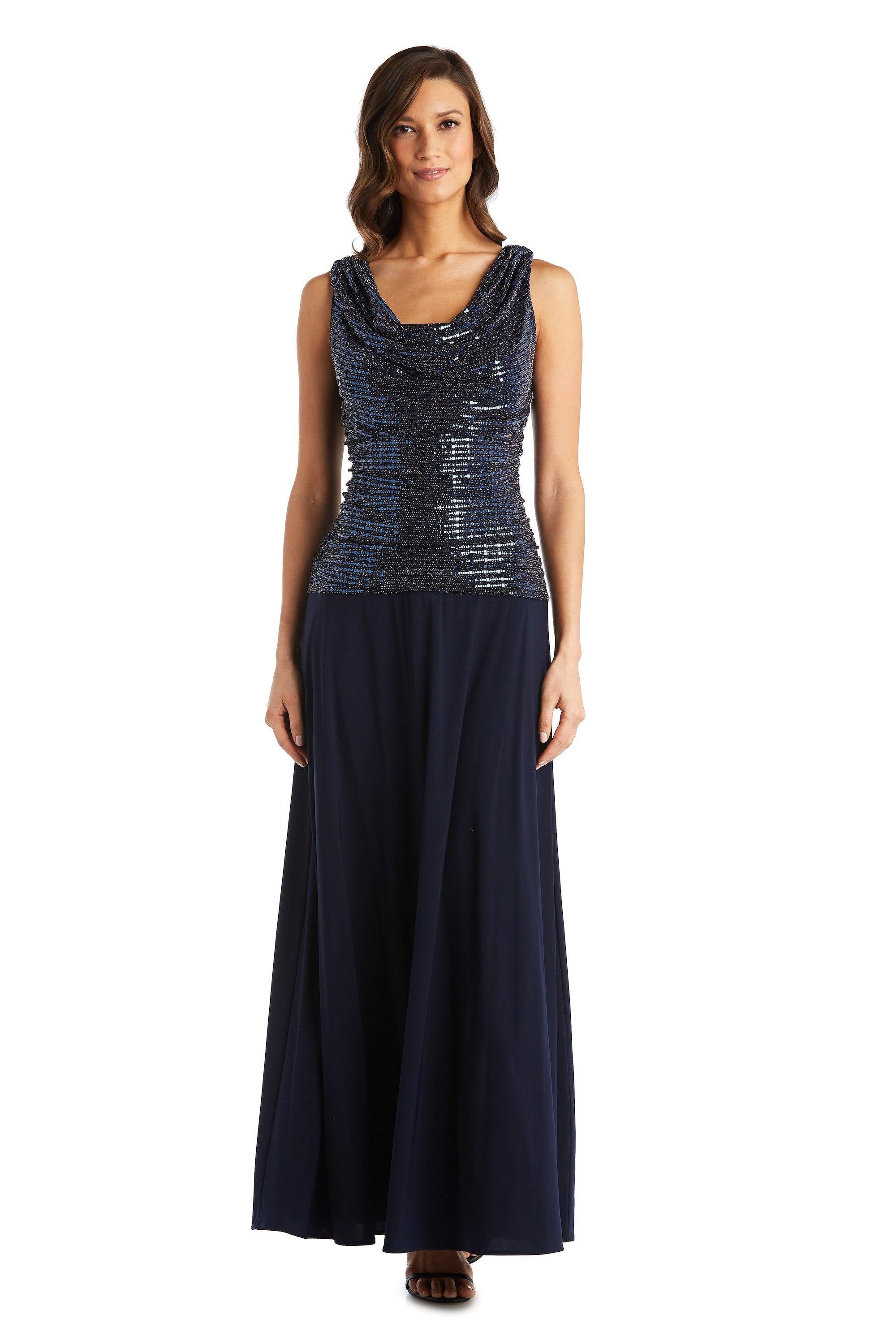 R&M Richards Long Mother of Bride Metallic Gown 3659 - The Dress Outlet