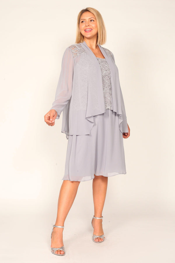 Mother Of The Bride Silver Dress Short R&M Richards 3885