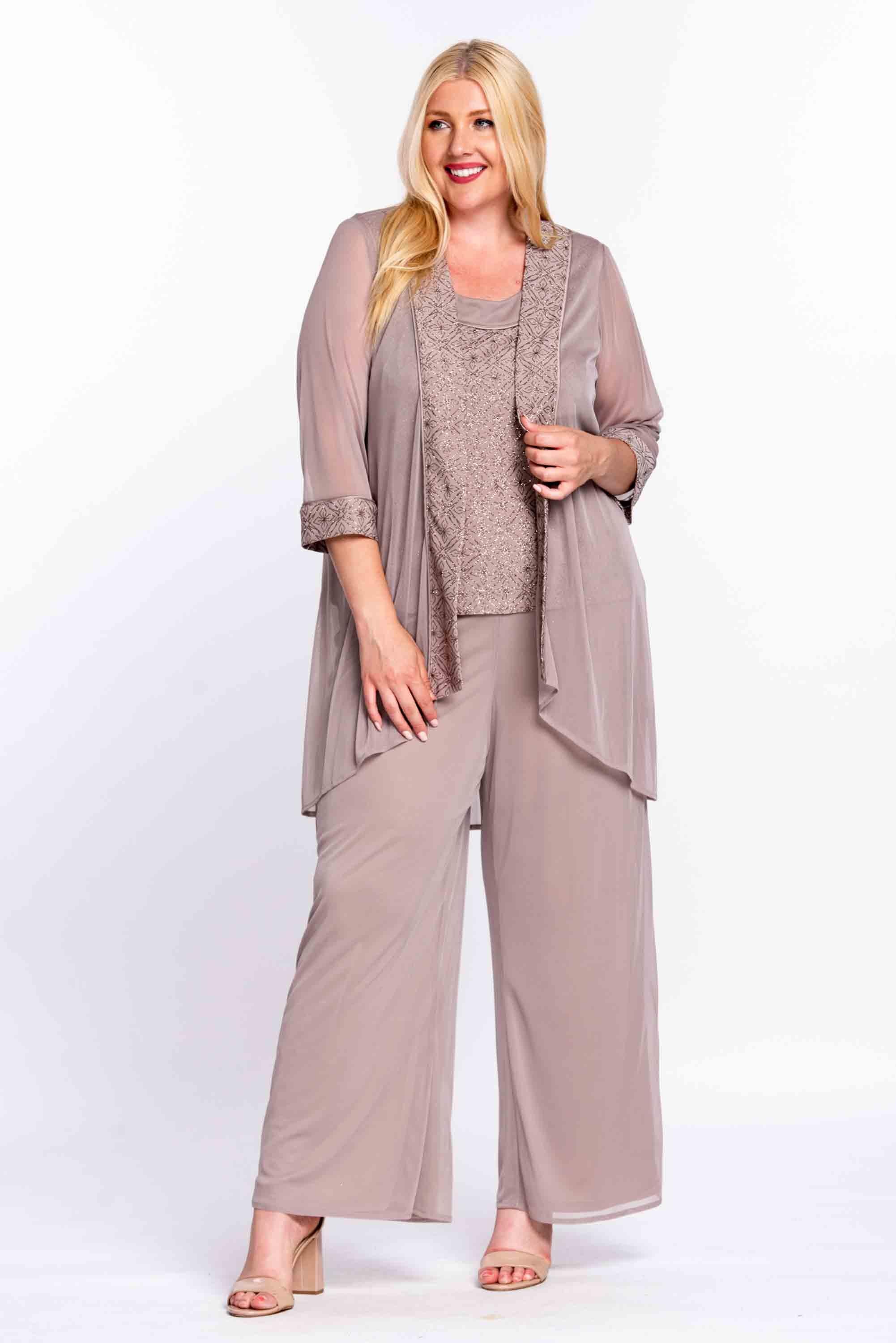 R&M Richards Long Mother of the Bride Pant Suit with Jacket - The Dress Outlet R&M Richards