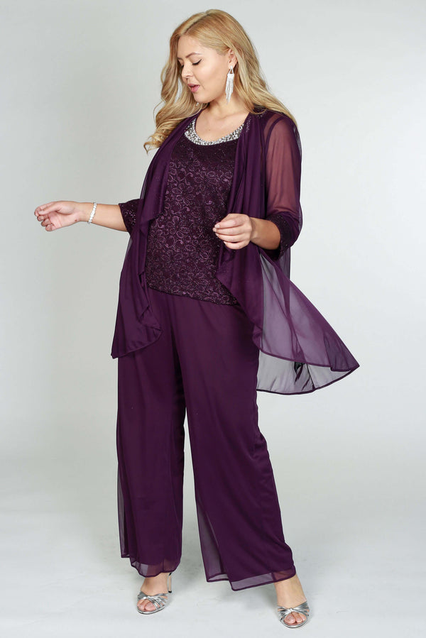 Plus Size Formal Evening Suit Pant Suit R&M Richards 5008W