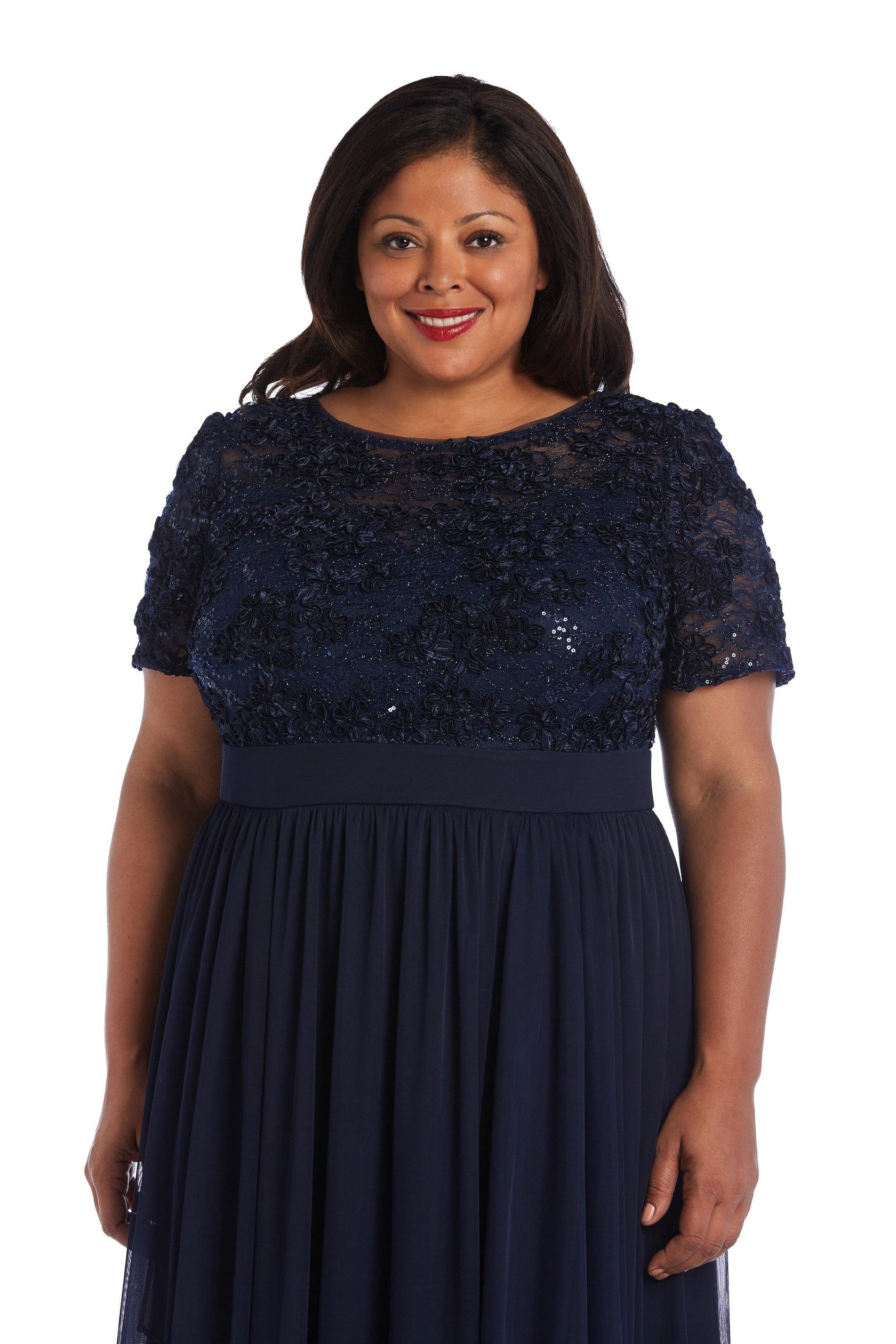 Navy R&M Richards 5516W Long Formal Plus Size Dress for 100.99 The