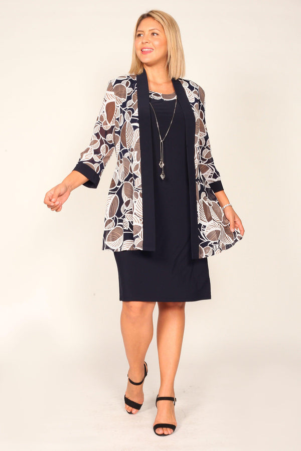Floral Print Short Dress Navy R&M Richards 5523