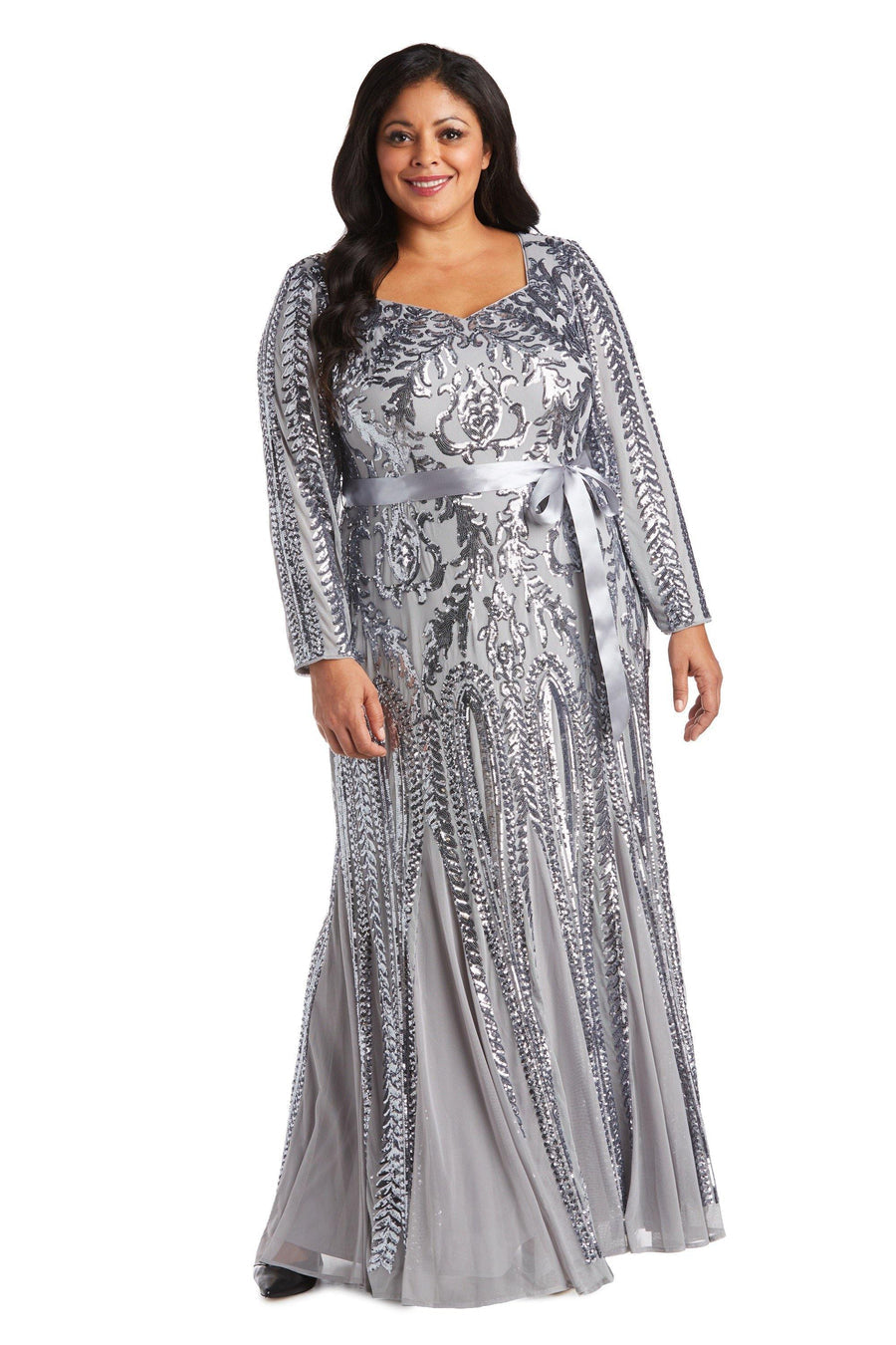 Silver 20W R&M Richards 5623W Long Plus Size Formal Dress Sale
