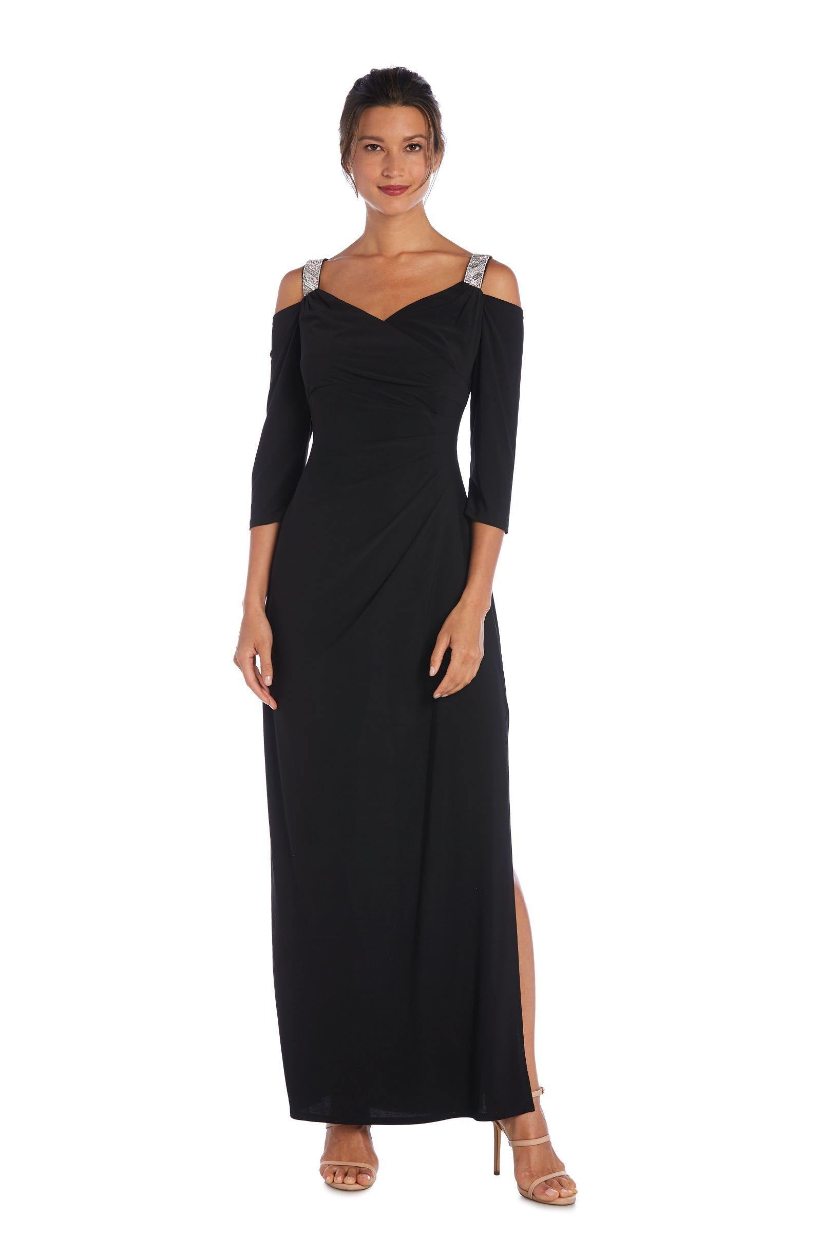 R & M Richards Embellished Cold-Shoulder Gown - Electric Blue - 16 R & M Richards Embellished Cold-Shoulder Gown - Electric Blue - 16