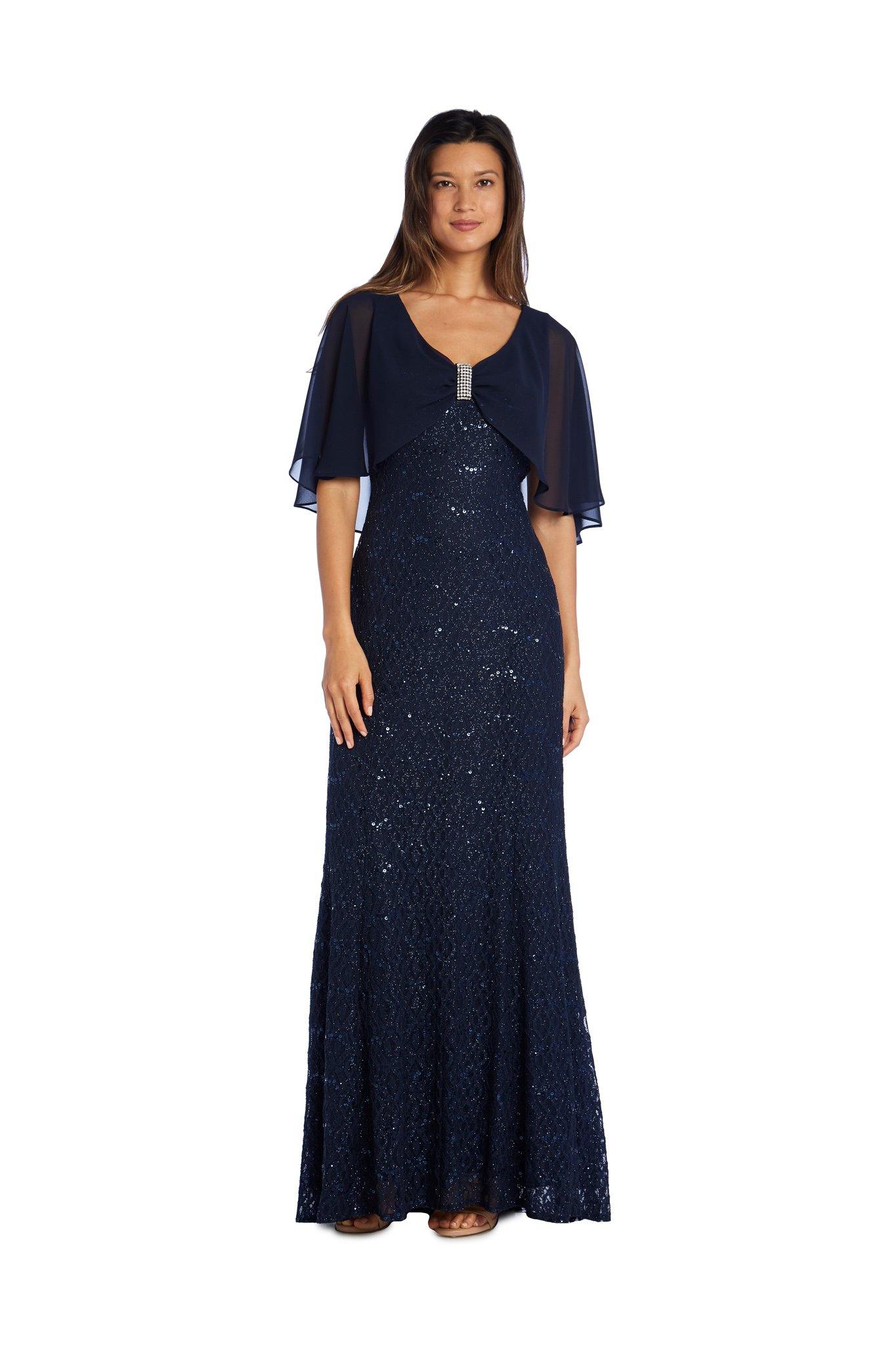 R&M Richards Long Mother of the Bride Lace Gown 5673 - The Dress Outlet