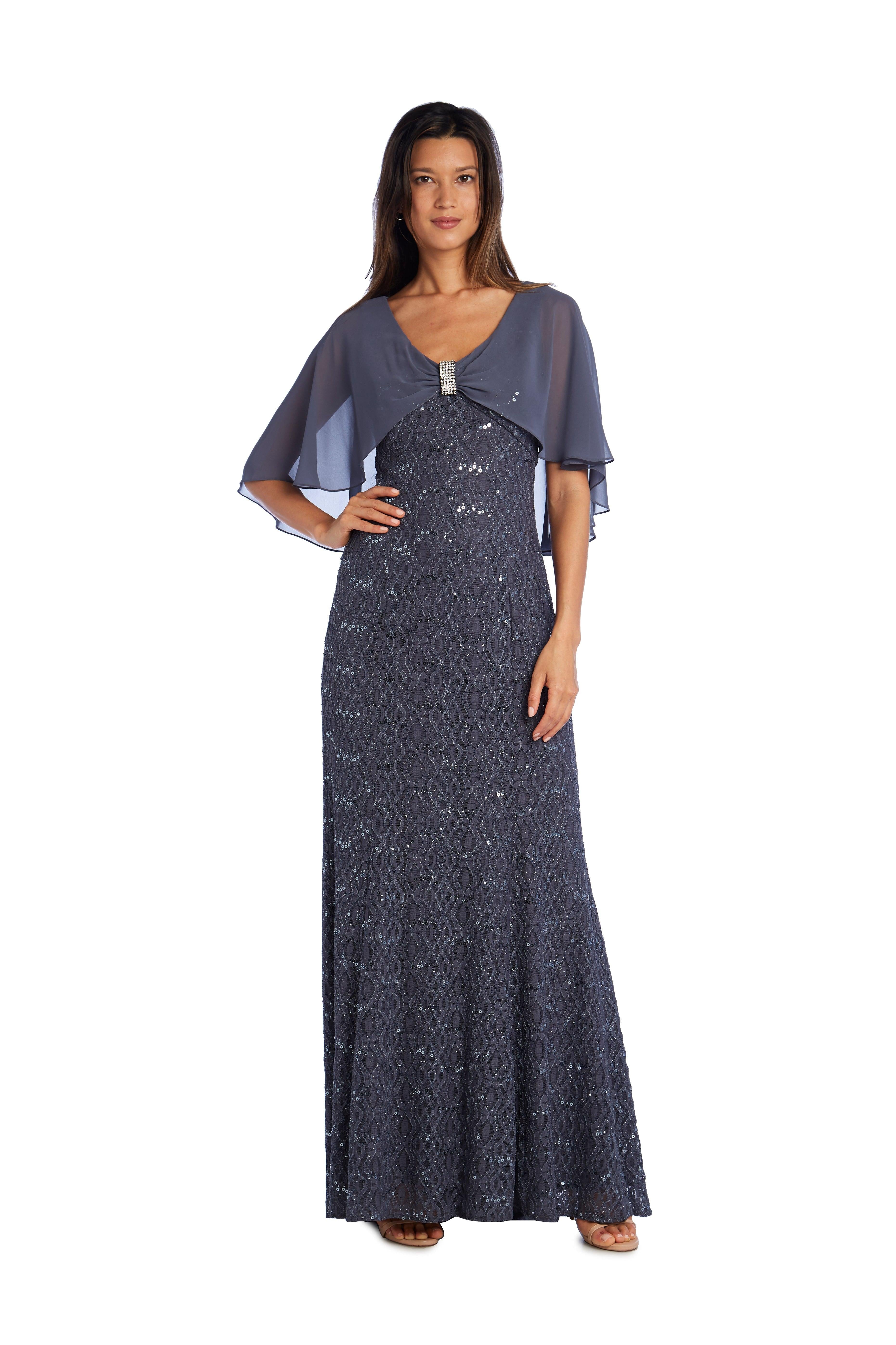 R&M Richards Long Mother of the Bride Lace Gown 5673 - The Dress Outlet