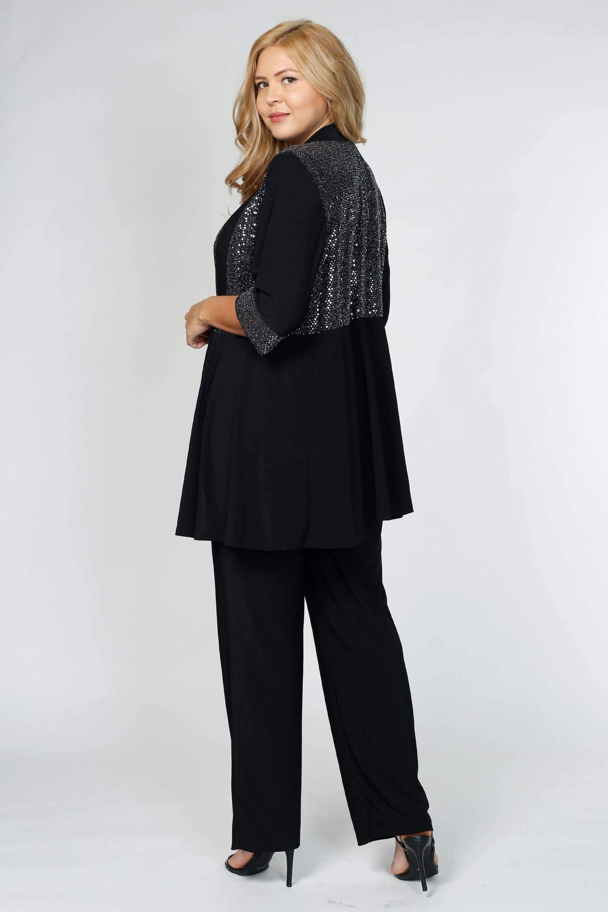 plus size black suit dress Caroline Plus Size Black Gold Wrap Evening Dress– Hello Curve main image 1