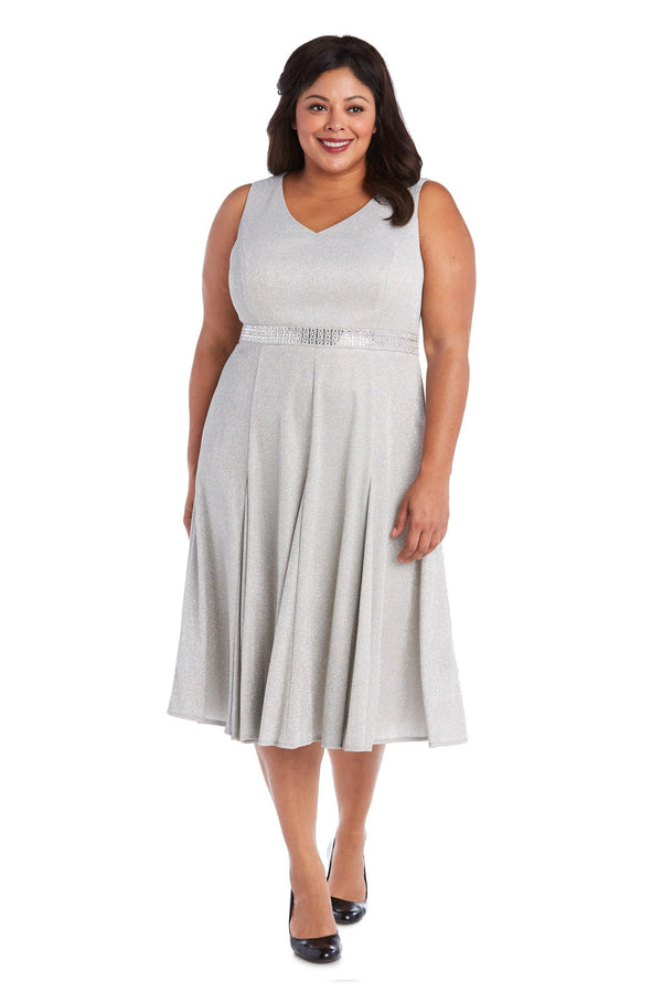 Short Metallic Dress Plus Size R&M Richards 5874W