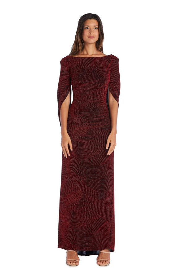 Long Formal Dress Fitted Metallic R&M Richards 5912