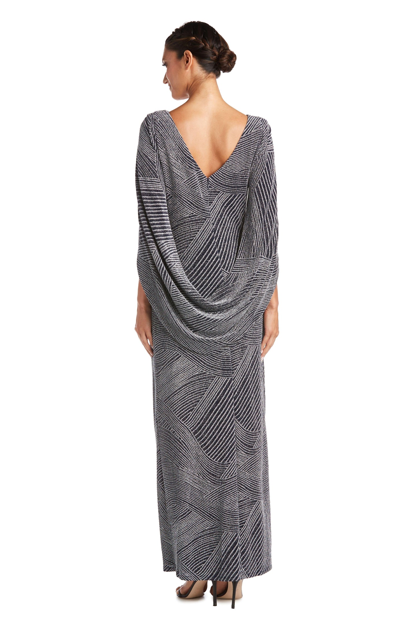 R&M Richards Long Formal Fitted Metallic Dress 5912 - The Dress Outlet