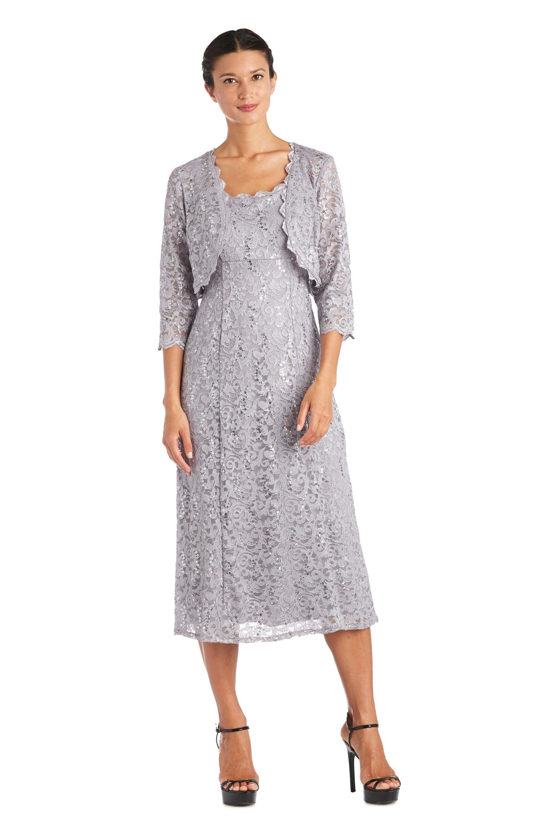 R&M Richards 5924 Long Formal Lace Jacket Dress