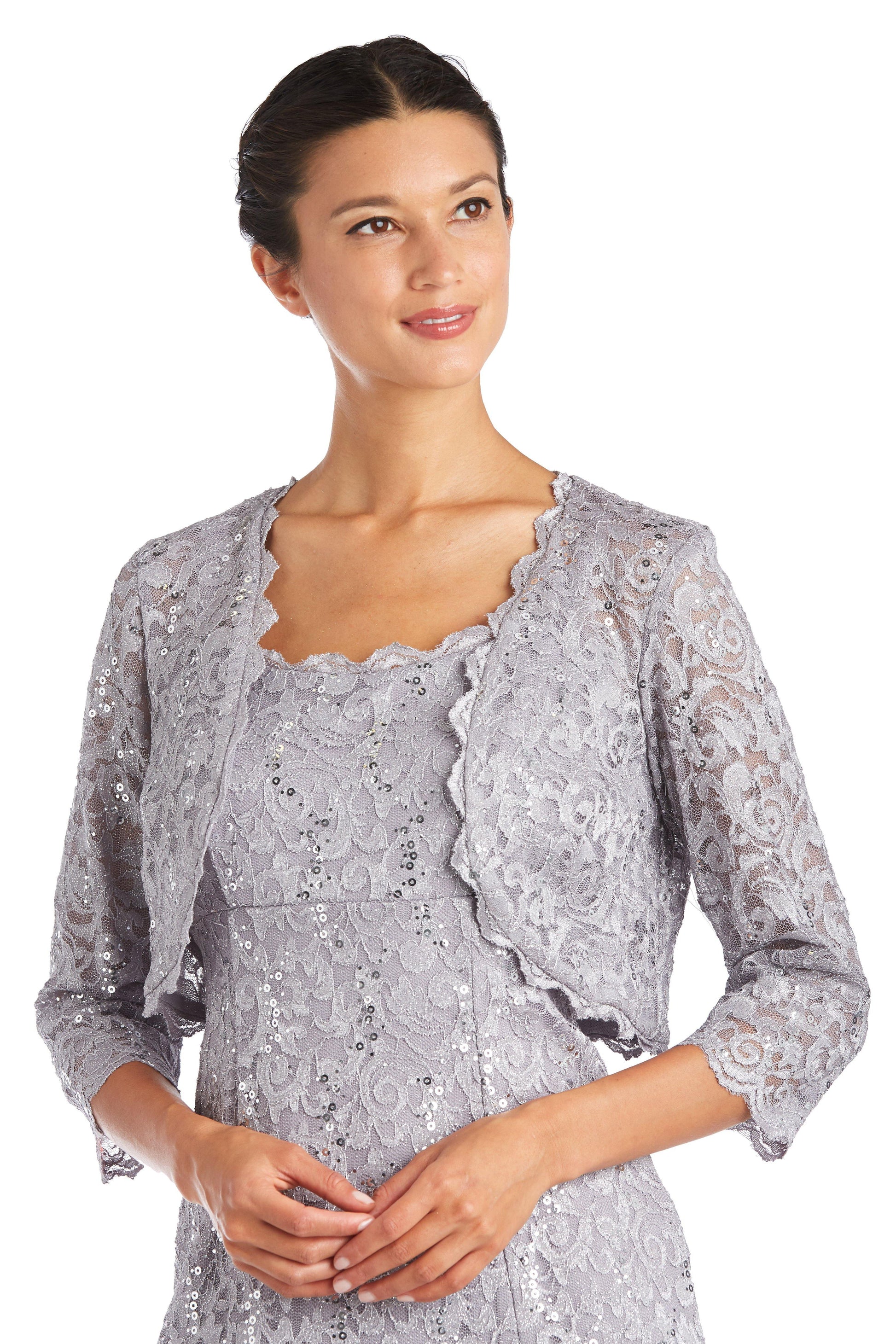 R&M Richards 5924 Long Formal Lace Jacket Dress