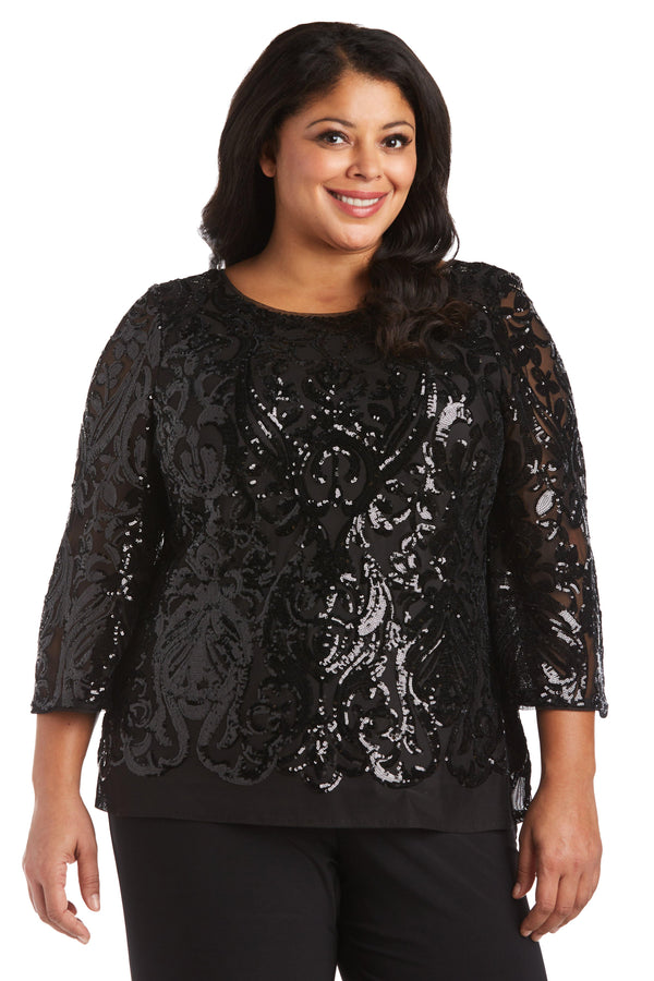Plus Size Sequins Top R&M Richards 5995W