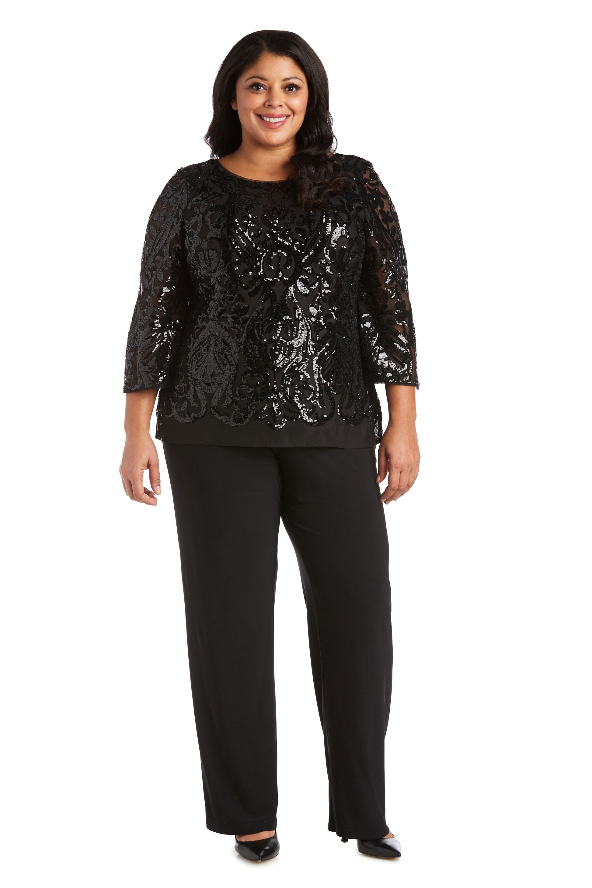 R&M Richards 5995W Plus Size Sequins Top