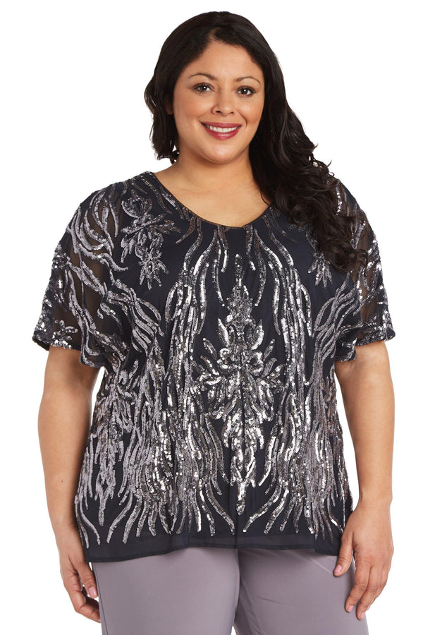 Plus Size Short Top Butterfly Sleeve R&M Richards 7001W