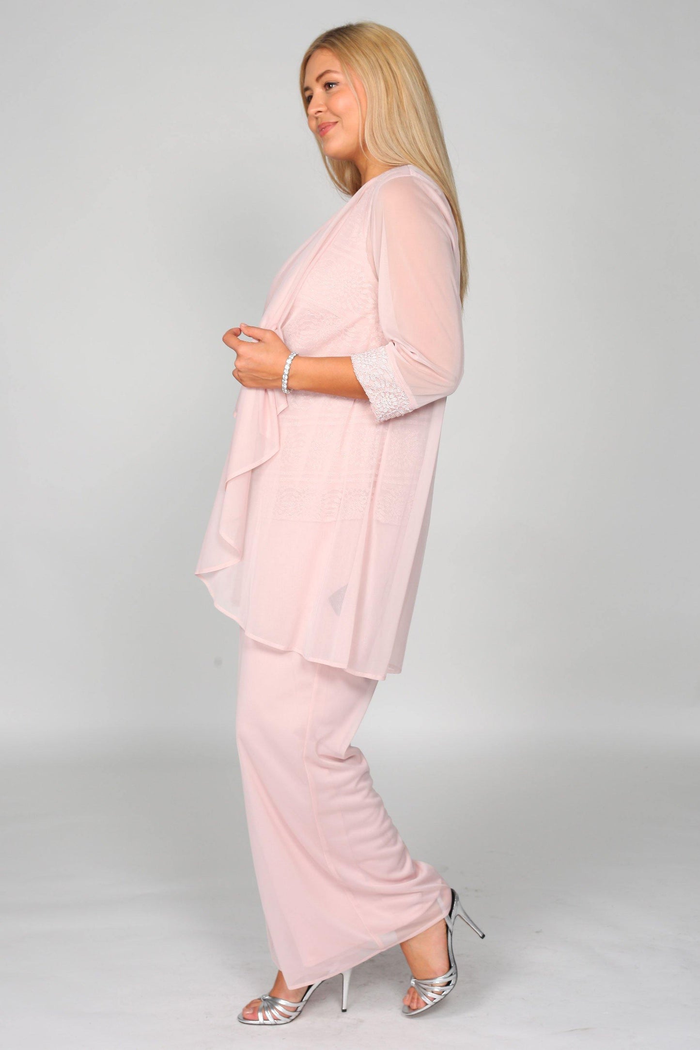R&M Richards Plus Size Lace Chiffon Pant Suit - The Dress Outlet R&M Richards