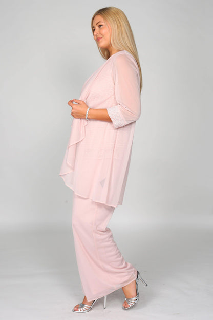 R&M Richards Plus Size Lace Chiffon Pant Suit - The Dress Outlet R&M Richards