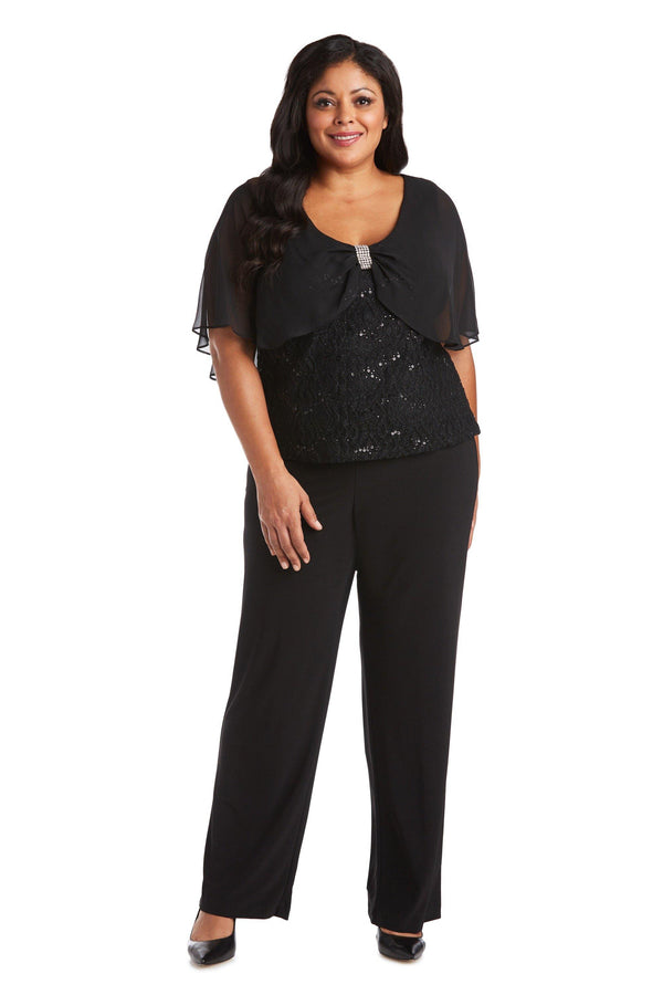 Plus Size Lace Pant Set Caplet R&M Richards 7029W
