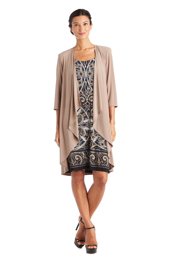 Print Two Piece Dress Jacket Dress R&M Richards 7037