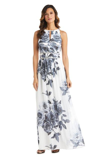 R&M Richards Long Formal Chiffon Print Dress 7045 - The Dress Outlet