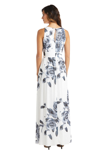 R&M Richards Long Formal Chiffon Print Dress 7045 - The Dress Outlet