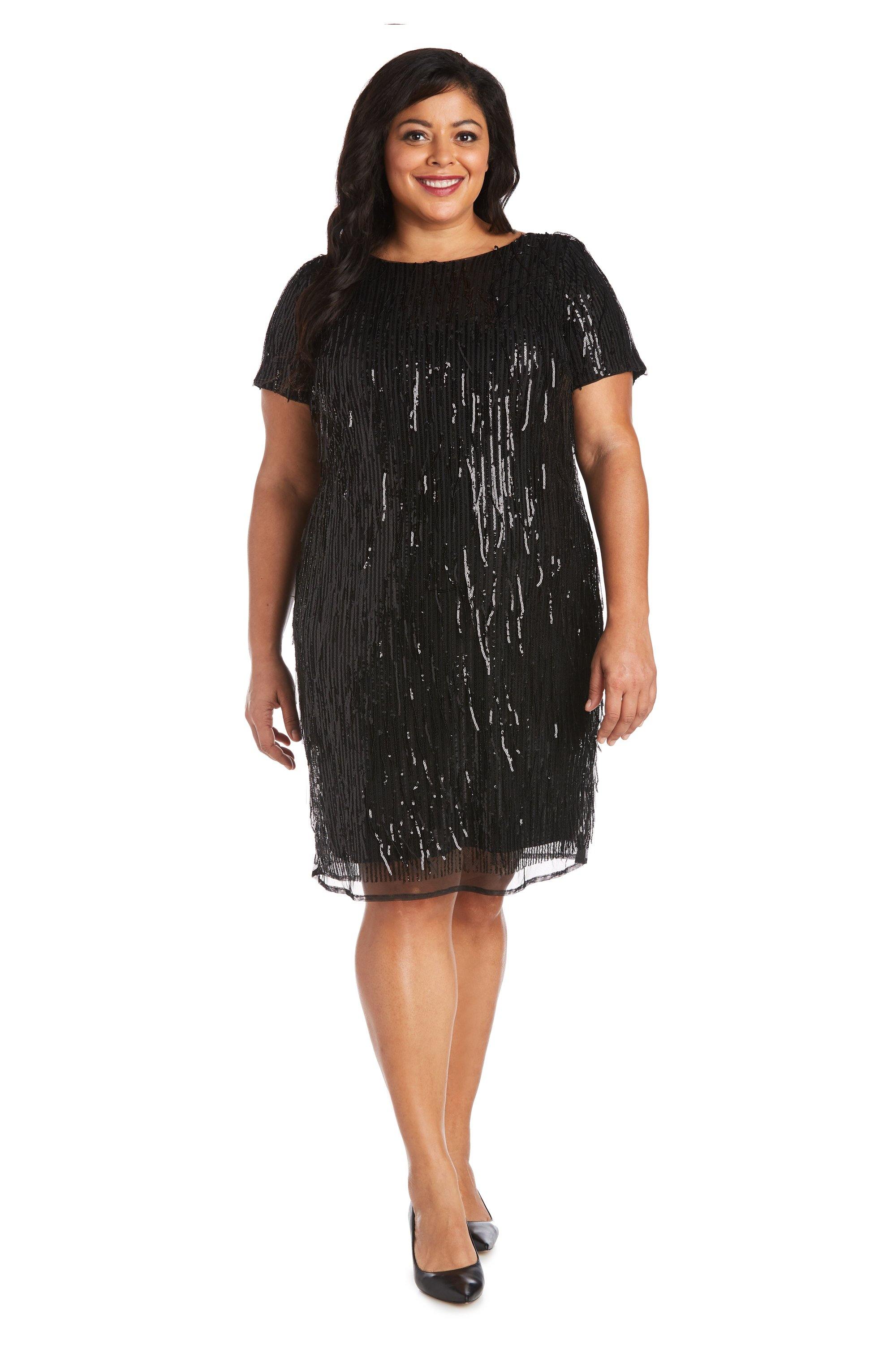 R&M Richards Short Plus Size Sequins Dress 7071W - The Dress Outlet