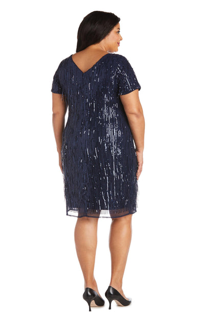 R&M Richards Short Plus Size Sequins Dress 7071W - The Dress Outlet