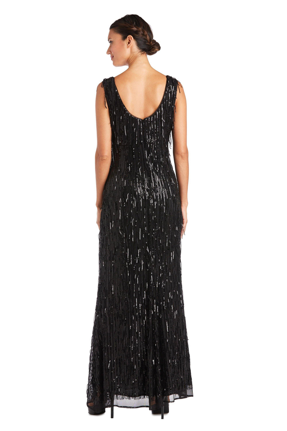 R&M Richards Long Fringe Formal Dress 7075 - The Dress Outlet