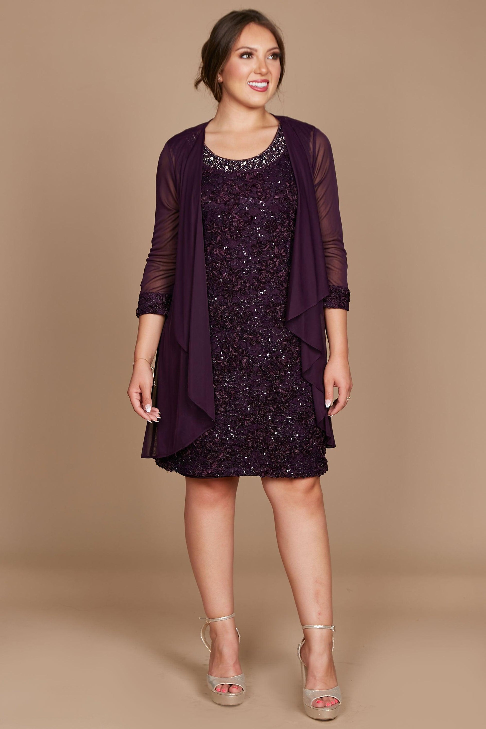 R&M Richards 7078W Mother Of The Bride Plus Size Short Dress
