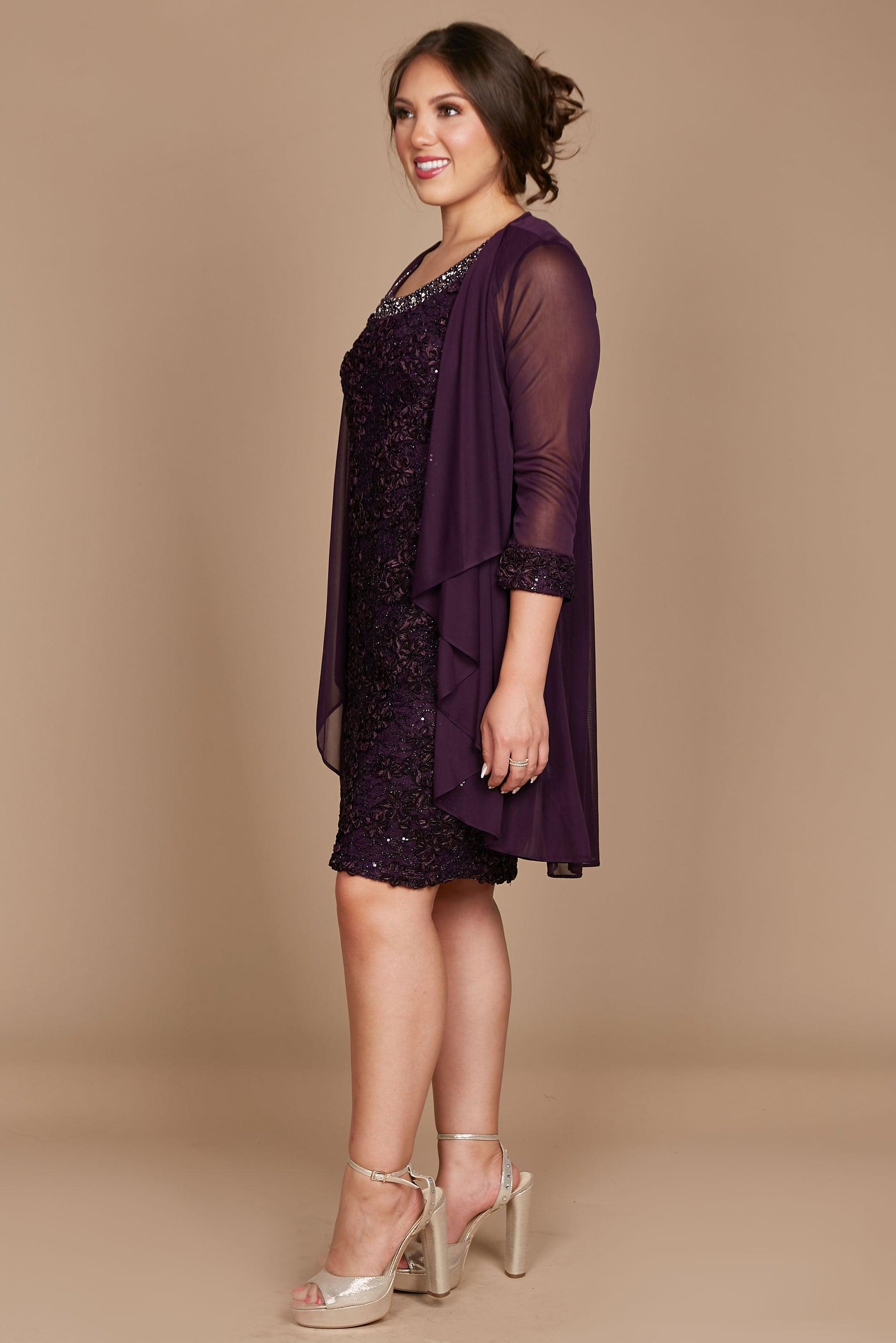 R&M Richards 7078W Mother Of The Bride Plus Size Short Dress