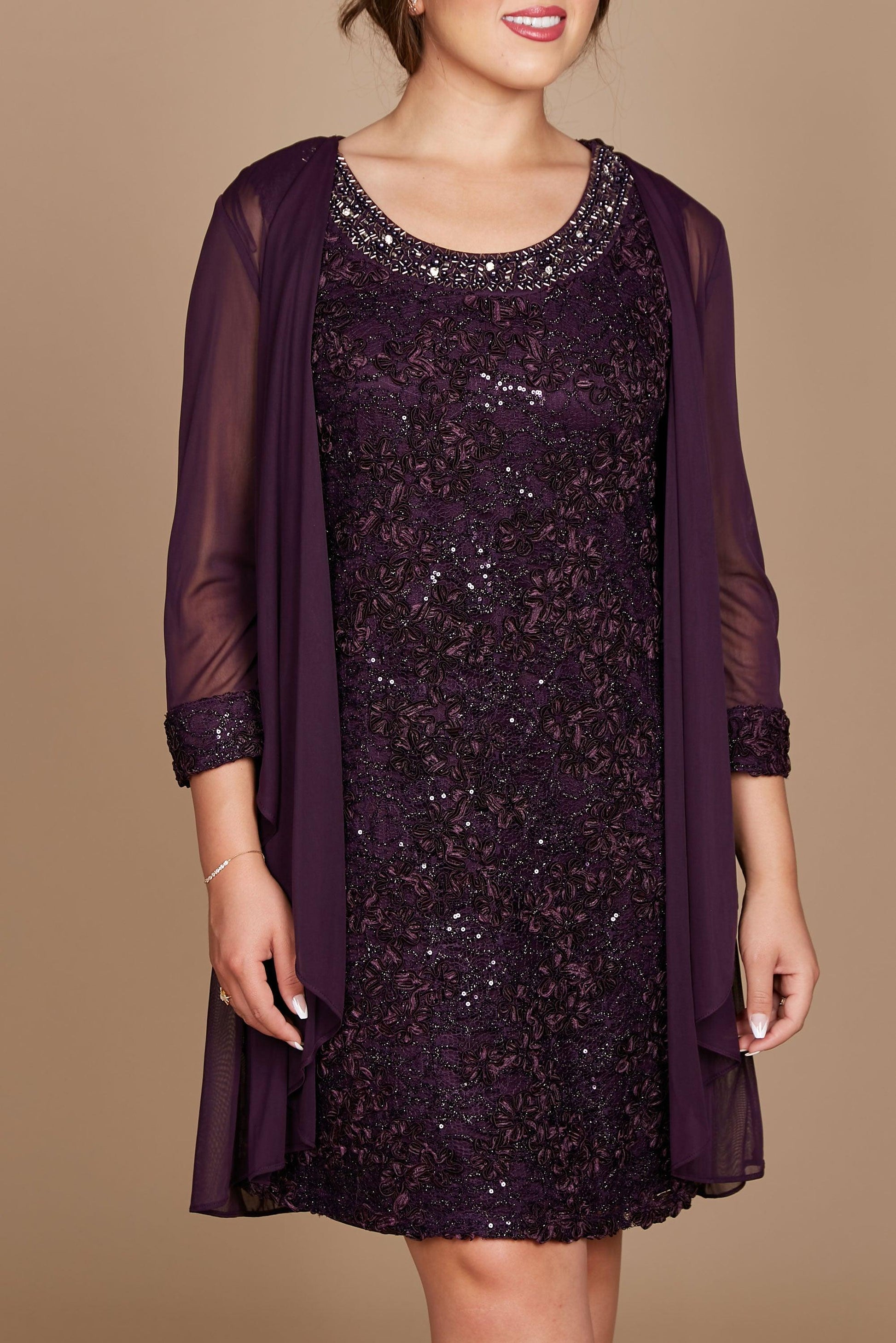 R&M Richards 7078W Mother Of The Bride Plus Size Short Dress