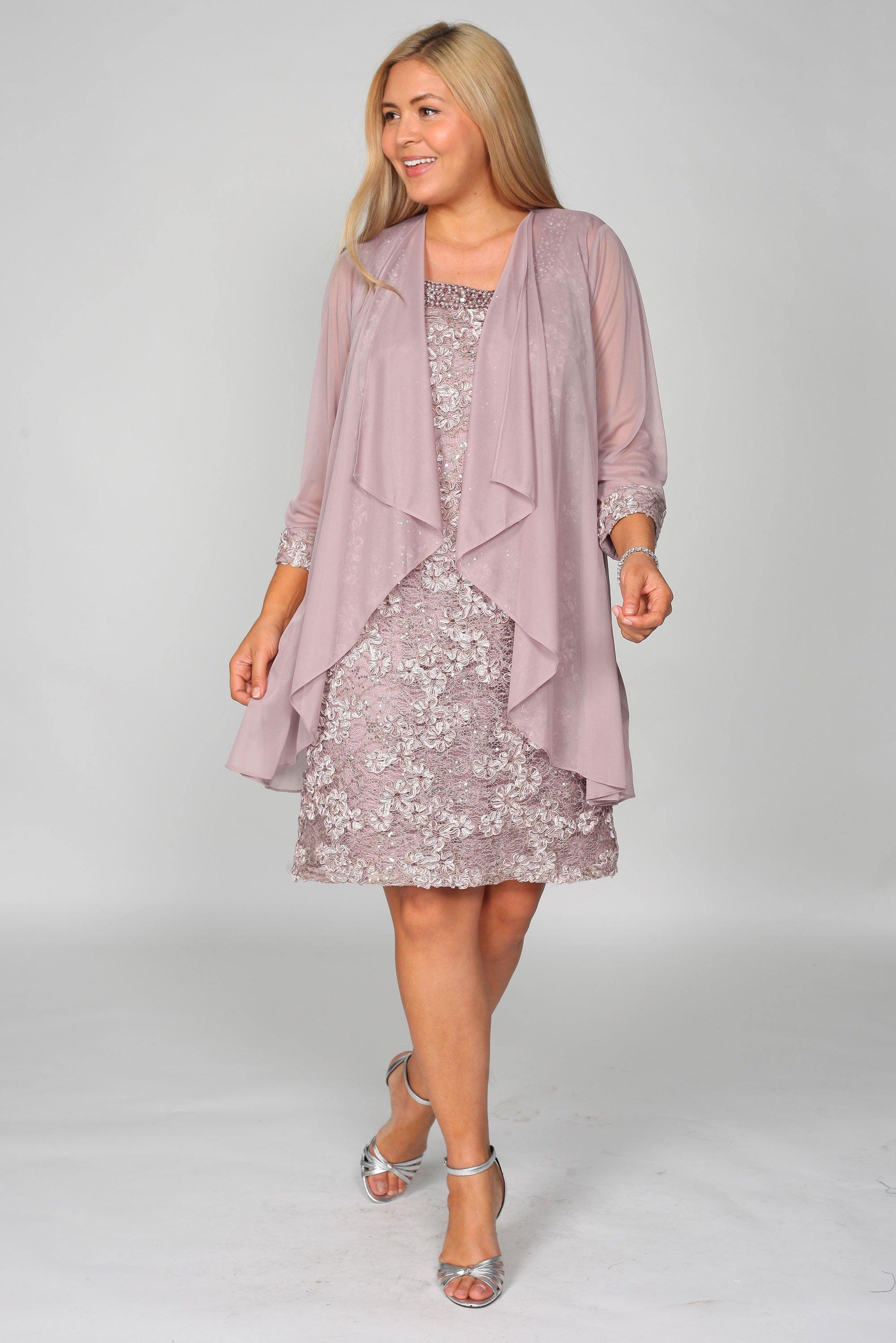R&M Richards 7078W Mother Of The Bride Plus Size Short Dress