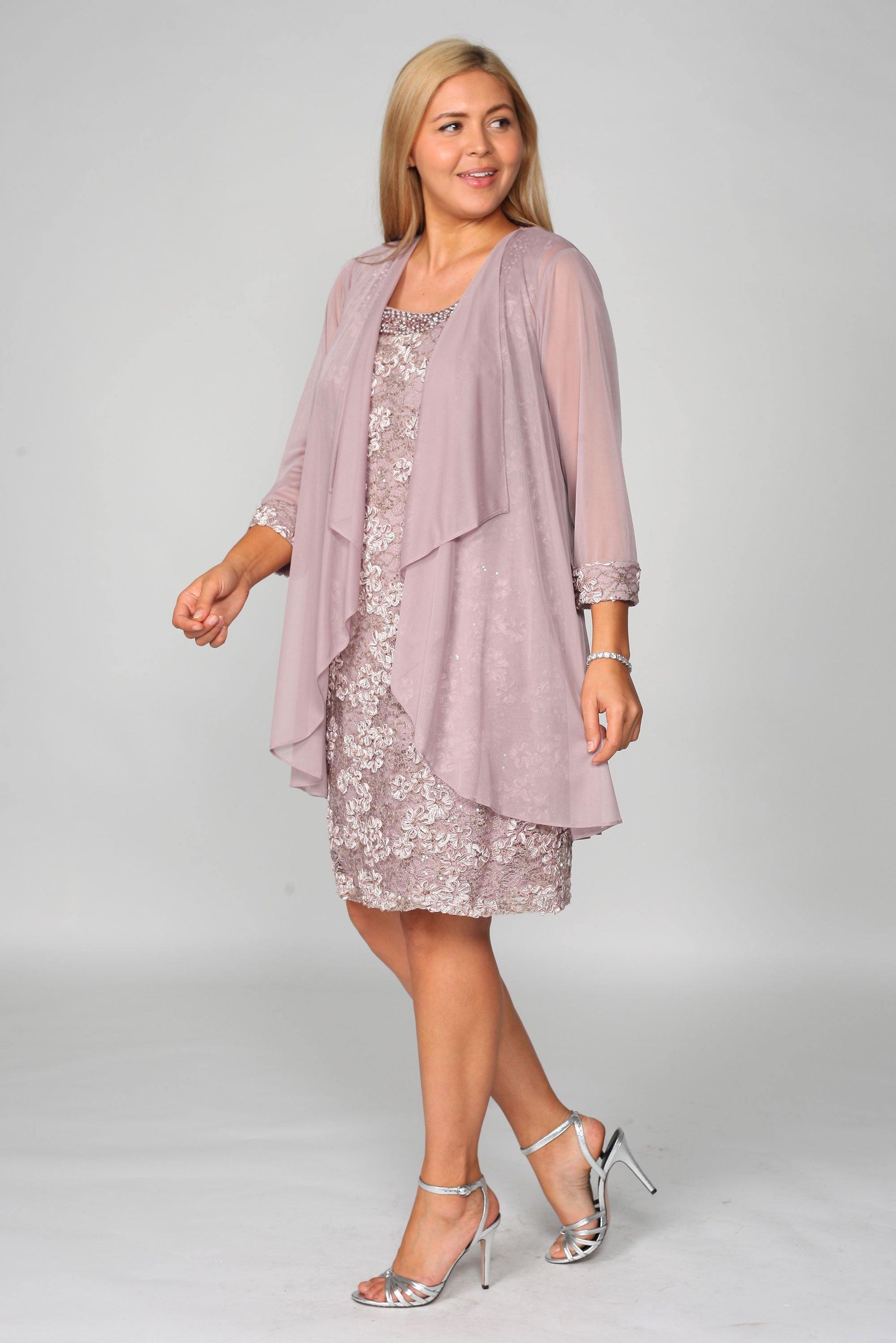 R&M Richards 7078W Mother Of The Bride Plus Size Short Dress