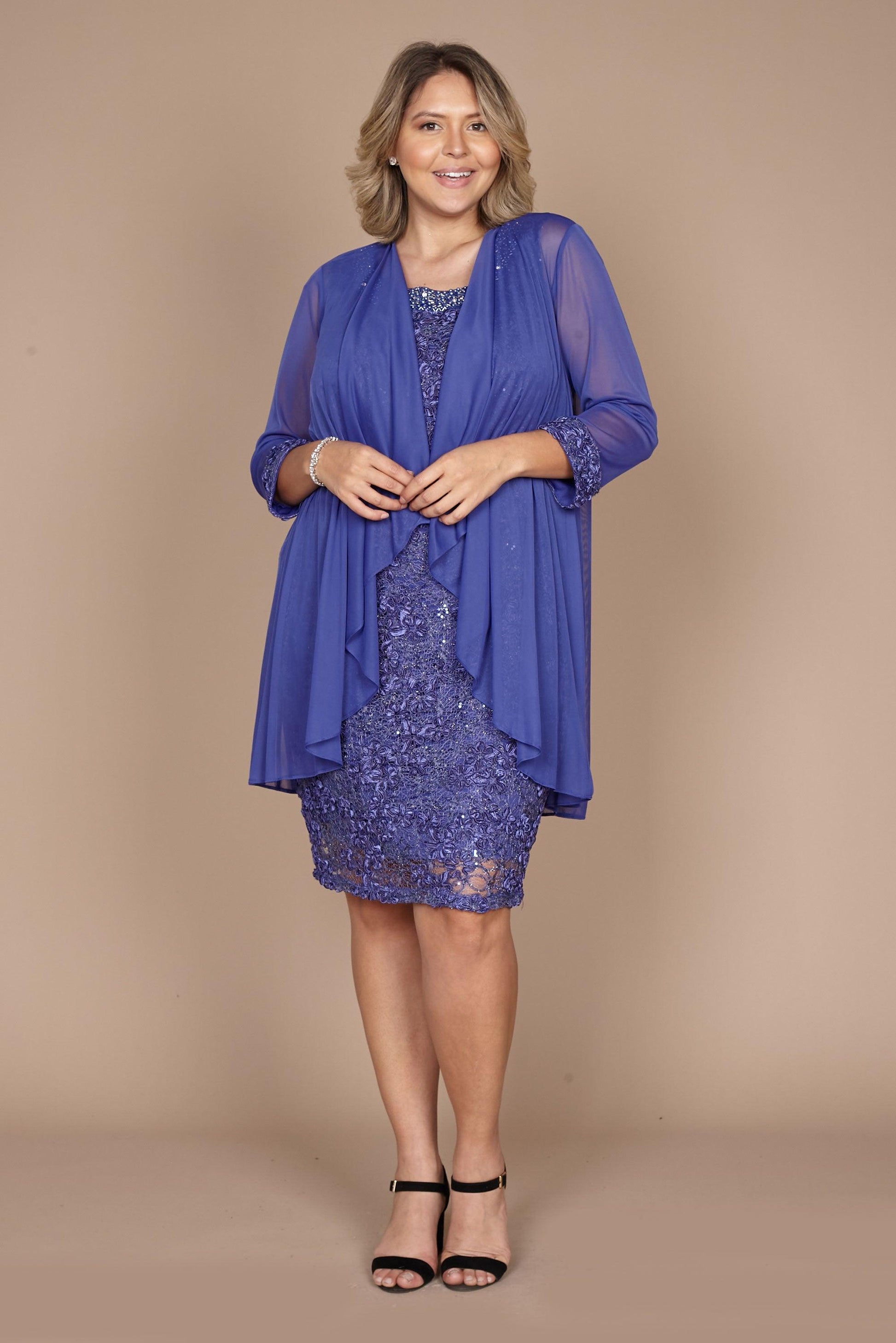 R&M Richards 7078W Mother Of The Bride Plus Size Short Dress