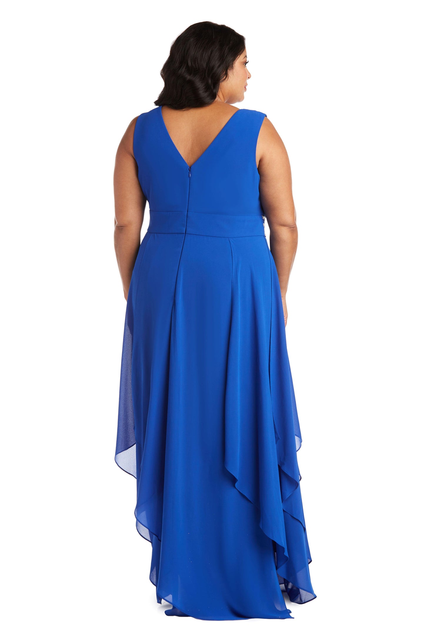 R&M Richards Plus Size Matte Chiffon Long Gown 7126W - The Dress Outlet