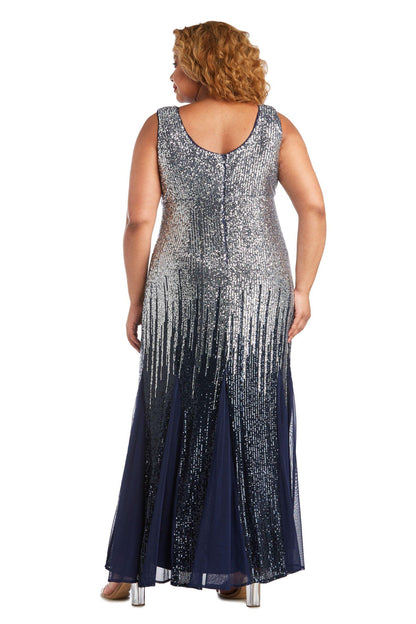 R&M Richards Plus Size Long Beaded Dress 7156W - The Dress Outlet