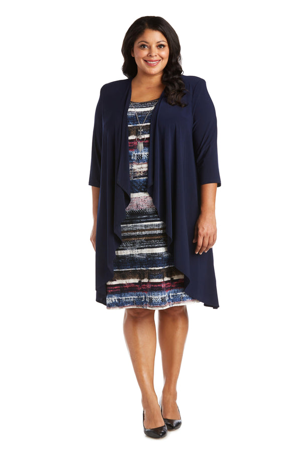 Striped Plus Size Dress Short R&M Richards 7179W
