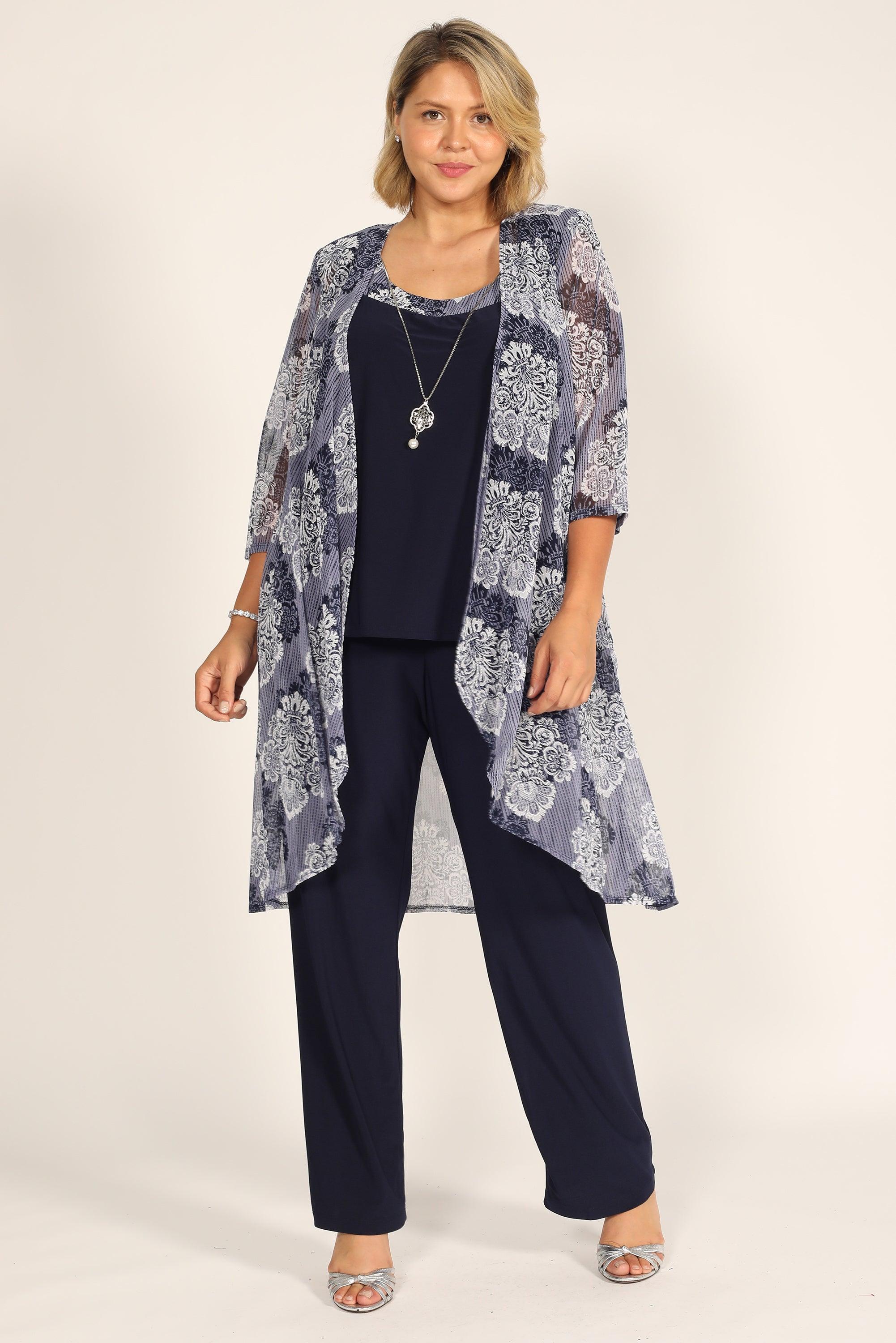 R&M Richards Plus Size Duster Pant Set 7258W - The Dress Outlet