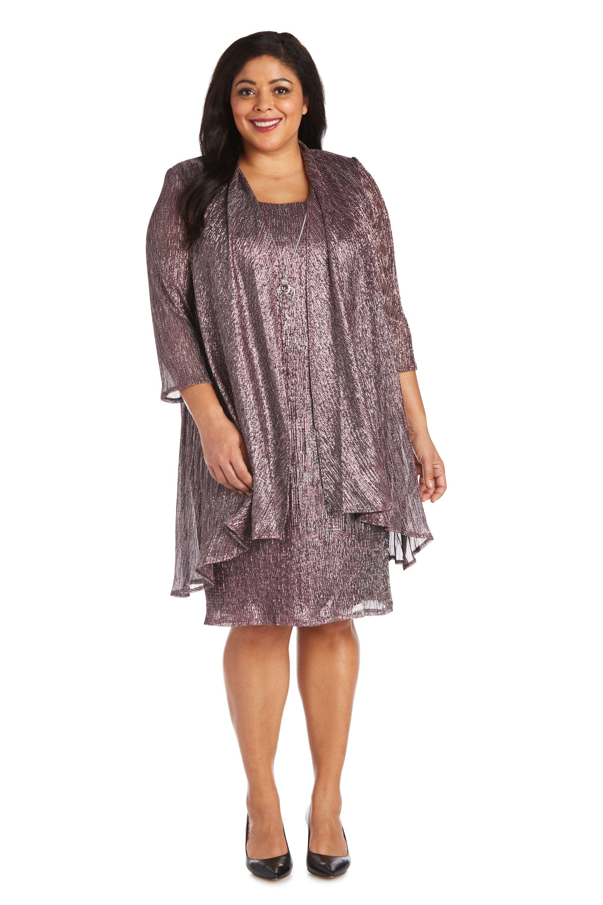 Wine R M Richards 7261W Short Plus Size Metallic Dress for 74.99 The Dress Outlet